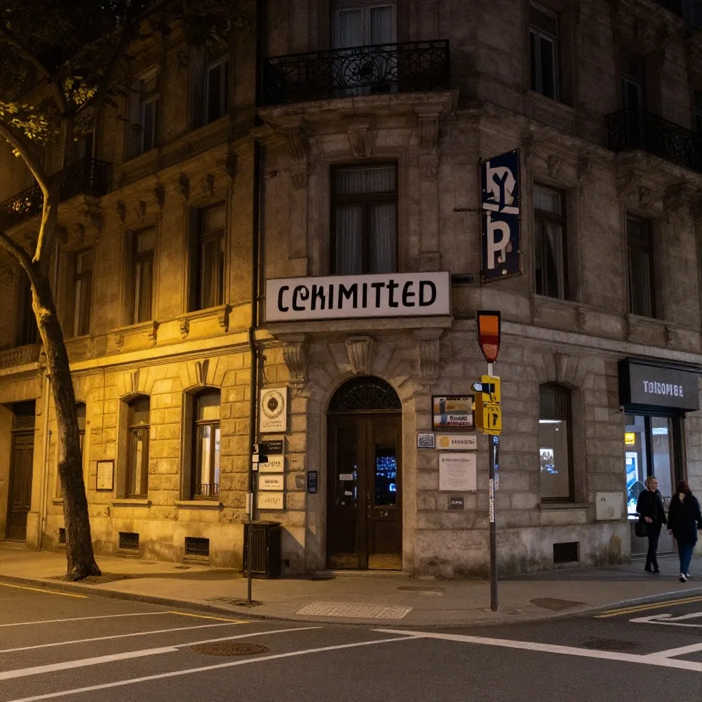 Marquesina vertical iluminada sobre la avenida Corrientes de noche